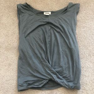 Blue-Gray Sleeveless Front-Tie Crop Top